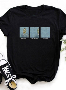 Van Gogh T shirt Women 梵高油画T恤女黑色短袖夏季男女同款ins