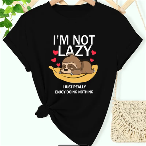 Sloth T shirt 卡通可爱树懒印花女士短袖圆领T恤百搭亲子装上衣