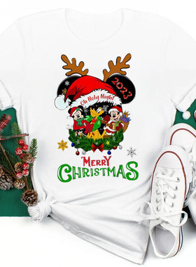 Christmas Mouse T shirt 卡通圣诞节米奇米妮老鼠T恤亲子装上衣