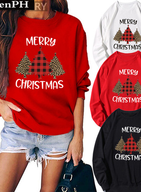 Christmas Sweatershirt 新款圣诞节圣诞树卫衣男女情侣套头衫