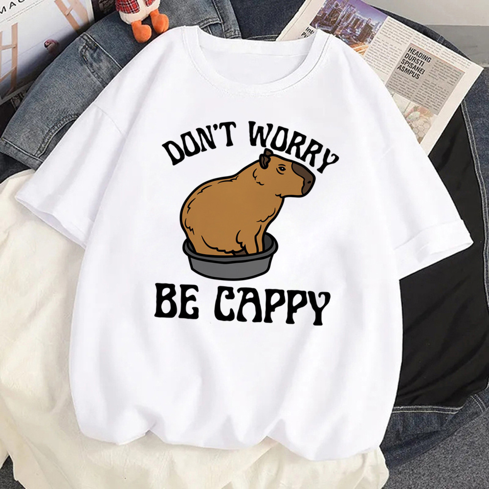 Capybara Capibara t shirt个性可爱水豚印花T恤夏季男女情侣装