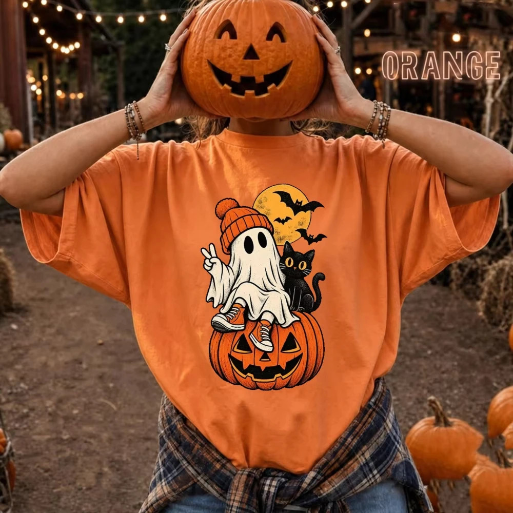 Halloween Tshirt 卡通可爱幽灵印花万圣节短袖T恤男女夏季亲子装