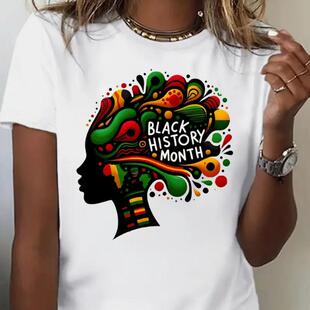 Black Girl T shirt 个性时尚非洲女人印花休闲大码短袖T恤上衣服