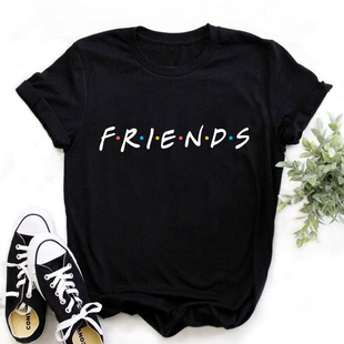 Shirt 老友记周边短袖 Friends T恤女高端莫代尔黑色学生T恤潮