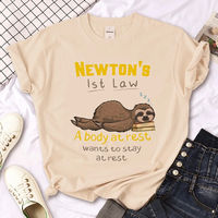 Sloth Cartoon Print Khaki Round Neck Short Sleeve T-Shirt thumbnail 3