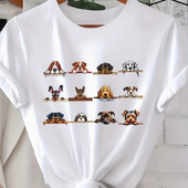 Dog ins 卡通可爱狗狗印花T恤街头休闲女士体恤男女情侣装 shirt