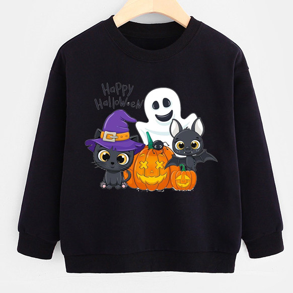 Halloween kids Sweater Tshirt 万圣节南瓜幽灵印花卫衣长袖儿童
