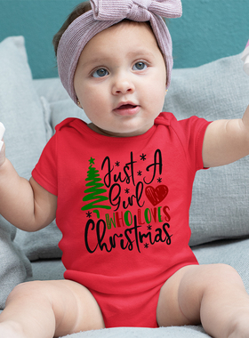 Merry Christmas Bodysuit 宝宝红色爬服圣诞节服装爬爬服哈衣