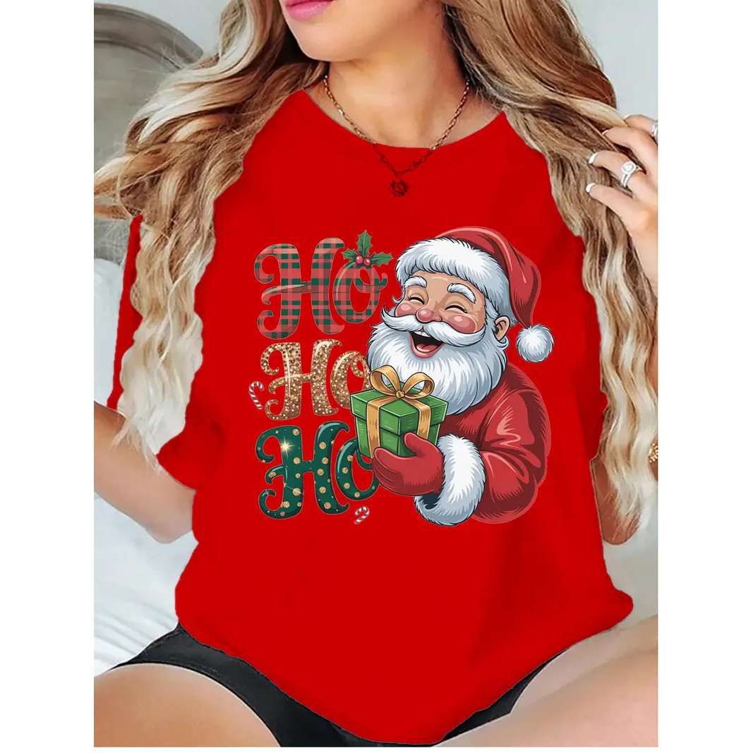 Ho Ho Ho T shirt 新款圣诞节圣诞短袖T恤男女亲子装家庭上衣服