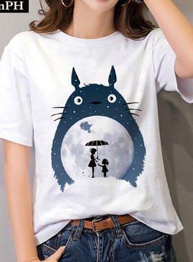 Totoro T shirt 夏季新款龙猫T恤短袖男女大码莫代尔打底体恤衫