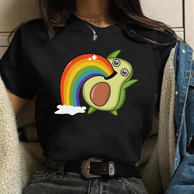Avocado Tshirt Women 夏季女士T恤个性牛油果印花短袖体恤亲子装