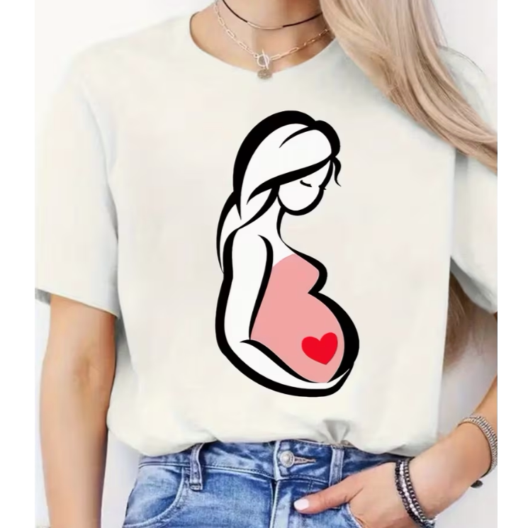 Motherly Love T shirt 新款时尚孕妈妈印花短袖T恤女休闲圆领衫