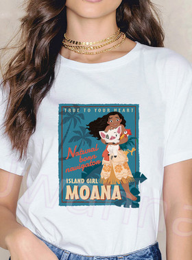 Cute Price T shirt 个性可爱大洋洲公主莫阿娜印花T恤短袖打底衫