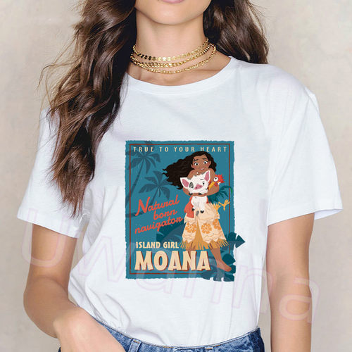 Cute Price T shirt 个性可爱大洋洲公主莫阿娜印花T恤短袖打底衫
