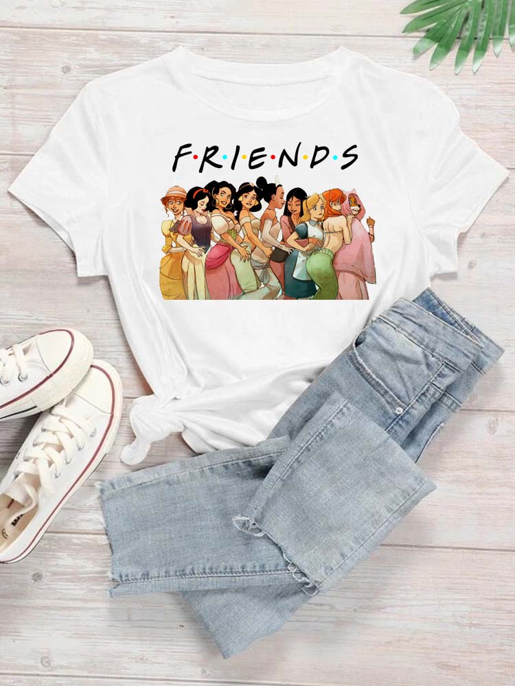 Friends Princess T shirt 公主印花短袖T恤设计感女士夏季半袖衫