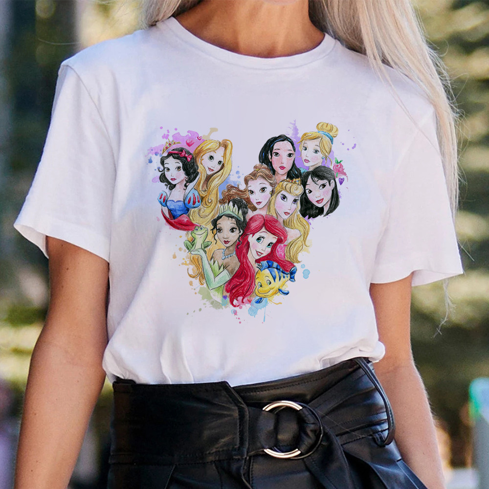 Mouse Princess T Shirt 夏季女装时尚公主印花休闲大码T恤上衣服