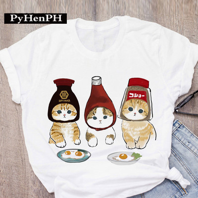 Funny Cat Women T Shirt 个性卡通客气猫咪印花时尚闺蜜情侣T恤