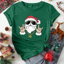 Merry Christmas T shirt 2025圣诞节圣诞老人印花T恤女情侣装
