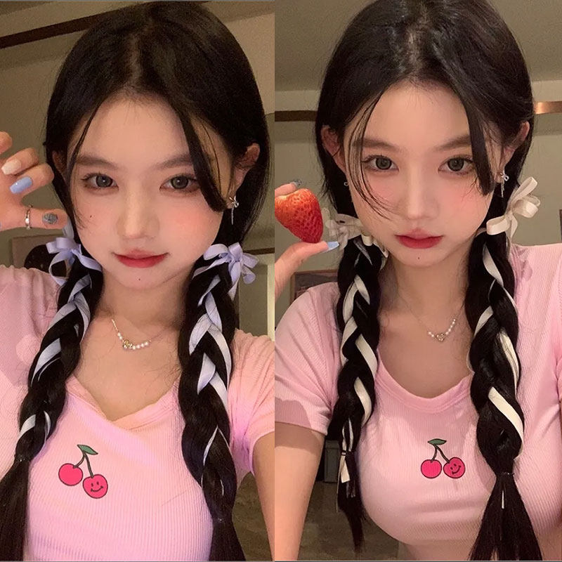 丝带可裁剪发饰编发蝴蝶结女甜美发带丝巾绑发高级感双马尾发饰