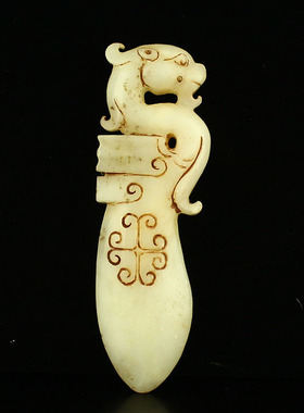 一口价 精工雕刻 新疆和田玉 古玉老玉 把玩 瑞兽兽刀 送证书包邮