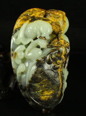 精工雕刻把件新疆和田玉送证书