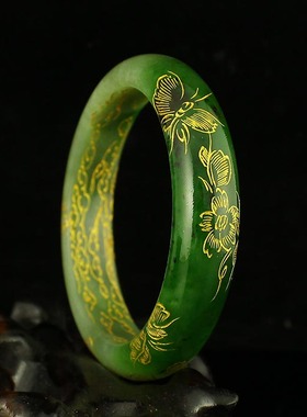 一口价天然新疆和田玉碧玉精工打磨 手镯 送证书 包邮