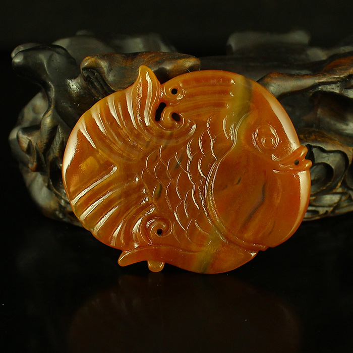 包邮 黄龙玉 精工雕刻 挂件吊坠 年年有余