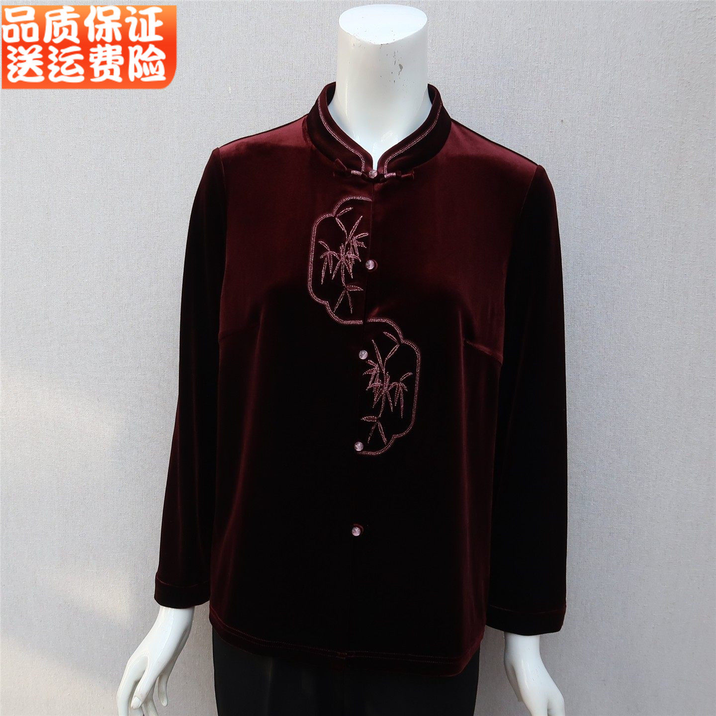 老年妈妈新中式新款春秋长袖衬衫