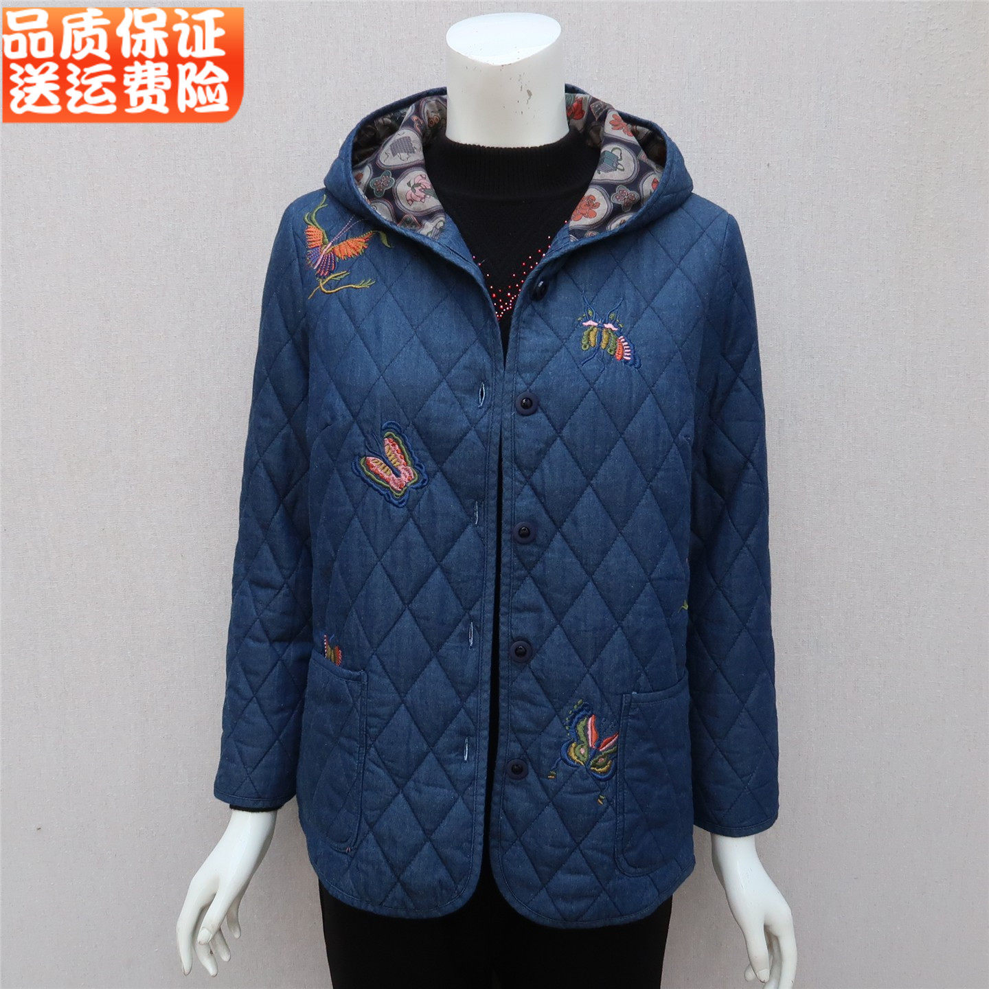 奶奶秋装长袖夹棉衬衫外套纯棉老太太秋冬老人衣服碎花薄款棉袄