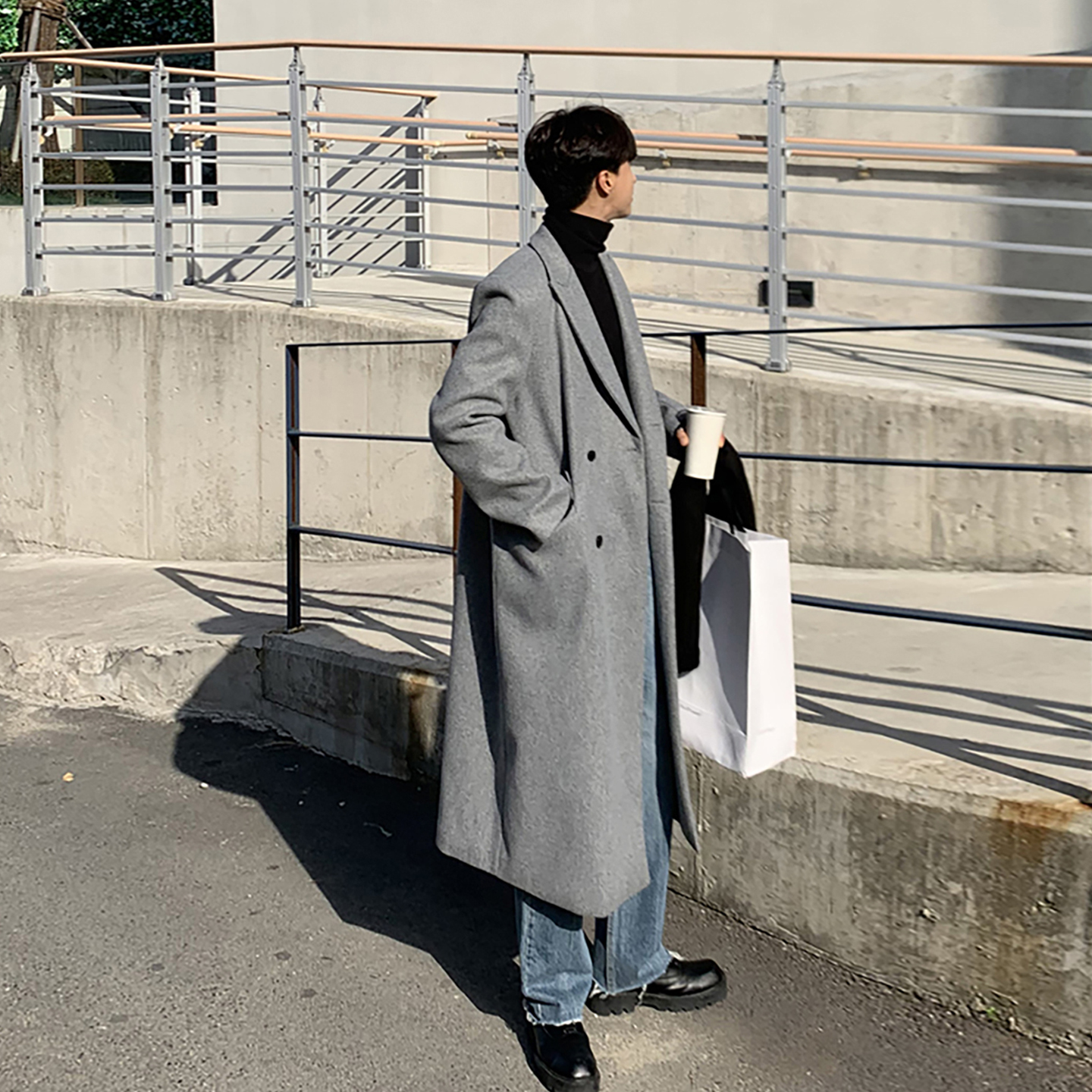 碧舍冬季毛呢大衣中长款高级风衣