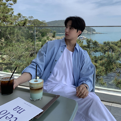 碧舍夏季韩系潮流亚麻透气衬衫