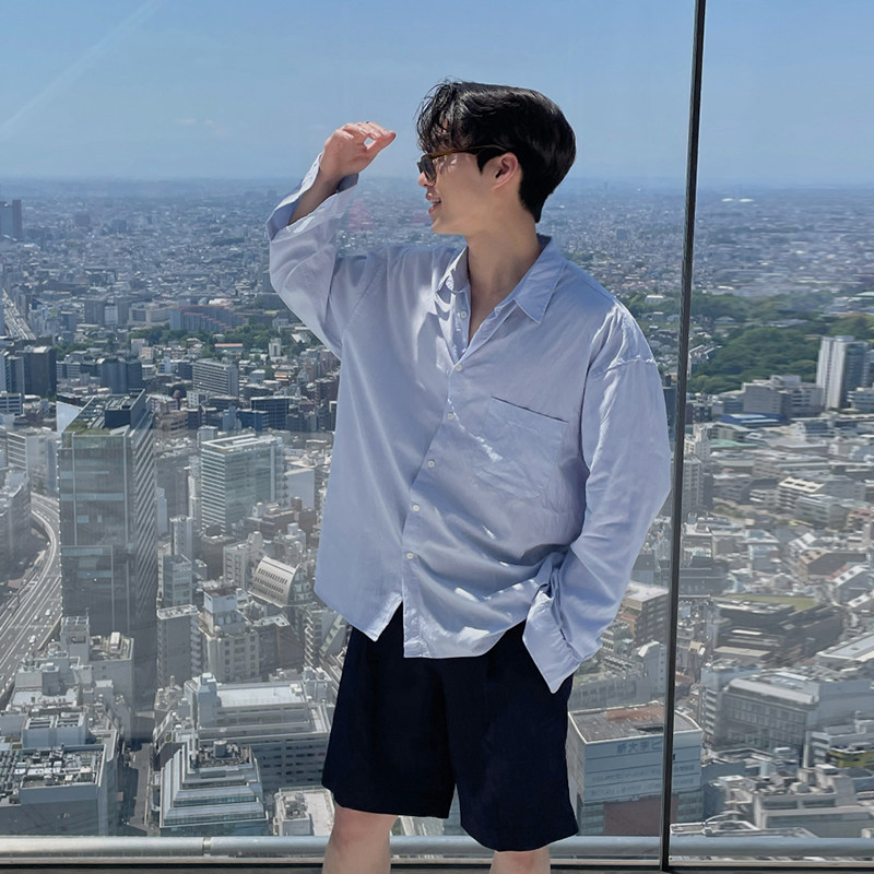 碧舍春夏长袖衬衫韩版潮流简约青年小众百搭日常休闲衬衣阳光干净