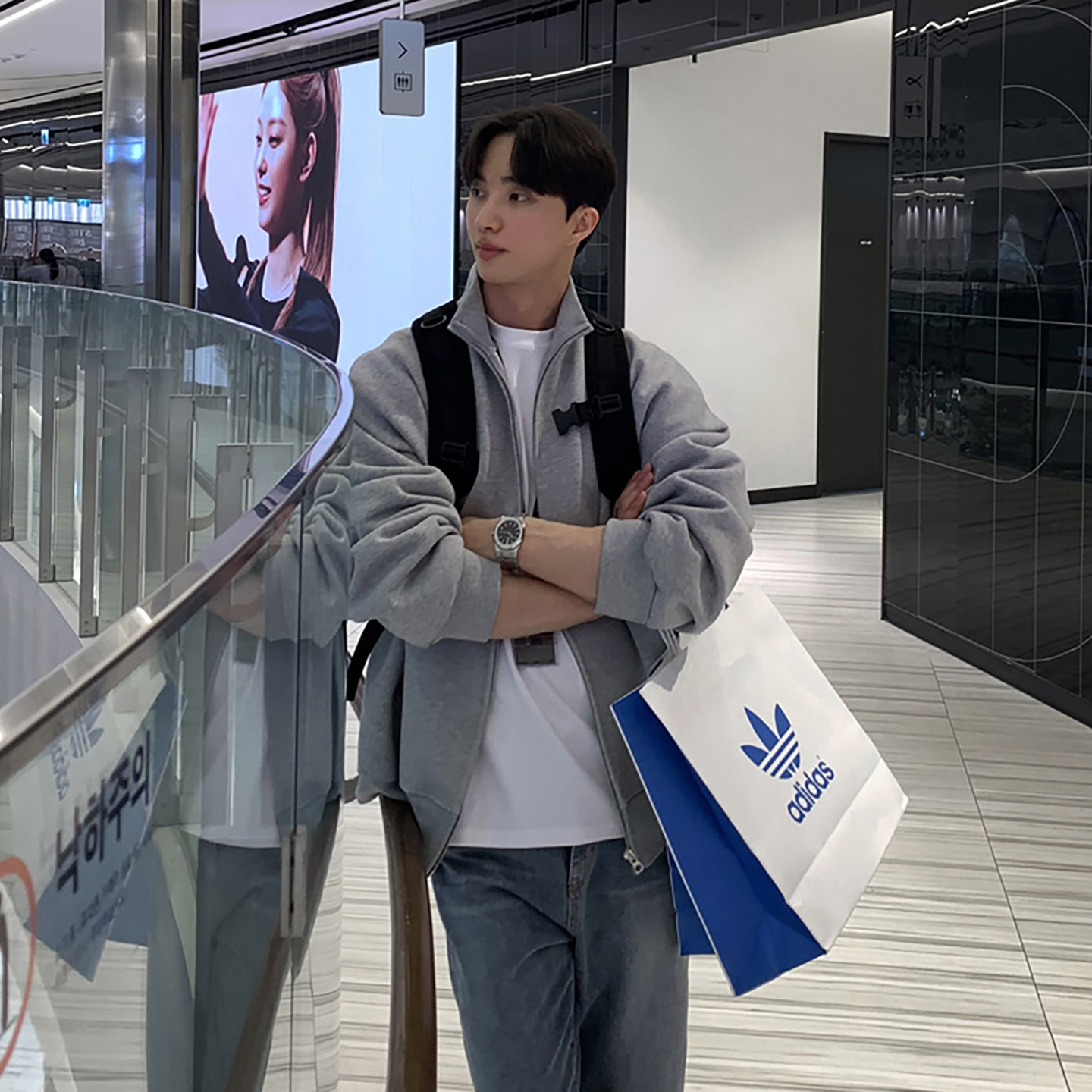 碧舍灰色卫衣外套男立领拉链宽松简约时尚运动风上衣韩版潮流ins