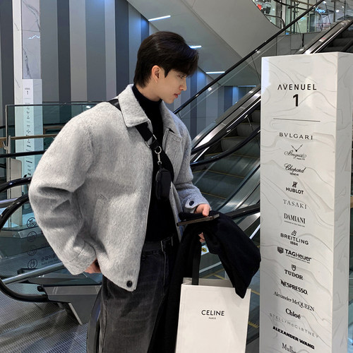 碧舍保暖韩系潮流毛呢夹克外套