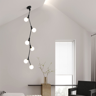 斜顶房卧室床头吊灯现代简约创意玻璃圆球尖顶斜面书房斜坡屋顶灯