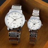 正品 钢表带男女士腕表 数字石英表女式 鹏志手表韩版 钢表带男表时尚