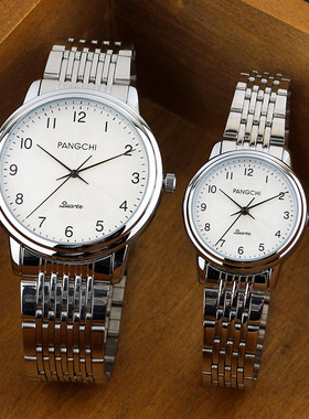 正品鹏志手表韩版钢表带男表时尚数字石英表女式钢表带男女士腕表