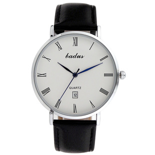 正品 罗马刻度石英表 佰镀时手表单日历大表盘皮带男表时尚