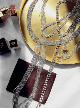 新娘时尚风五角星水钻长款毛衣链