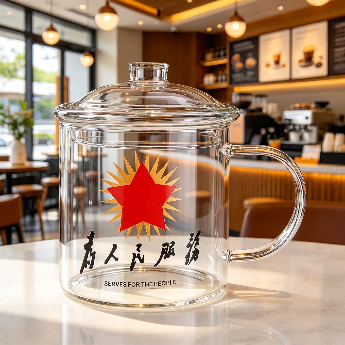 玻璃茶缸怀旧复古带盖大容量