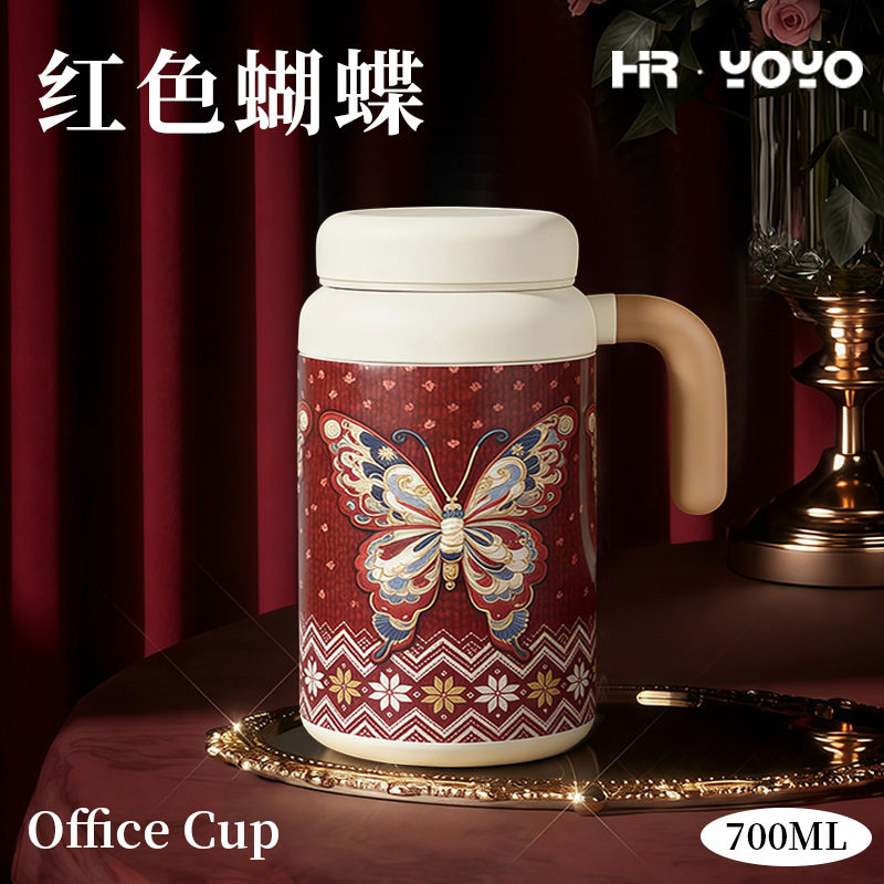 中国风复古保温杯国潮大容量手柄办公茶水分离泡茶水杯高颜值女男