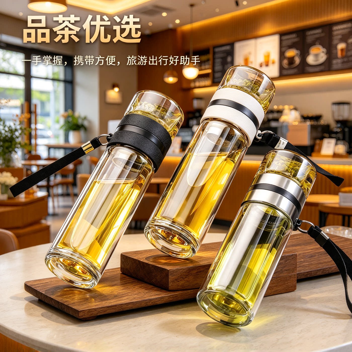 双层隔热高硼硅玻璃杯子茶水分离