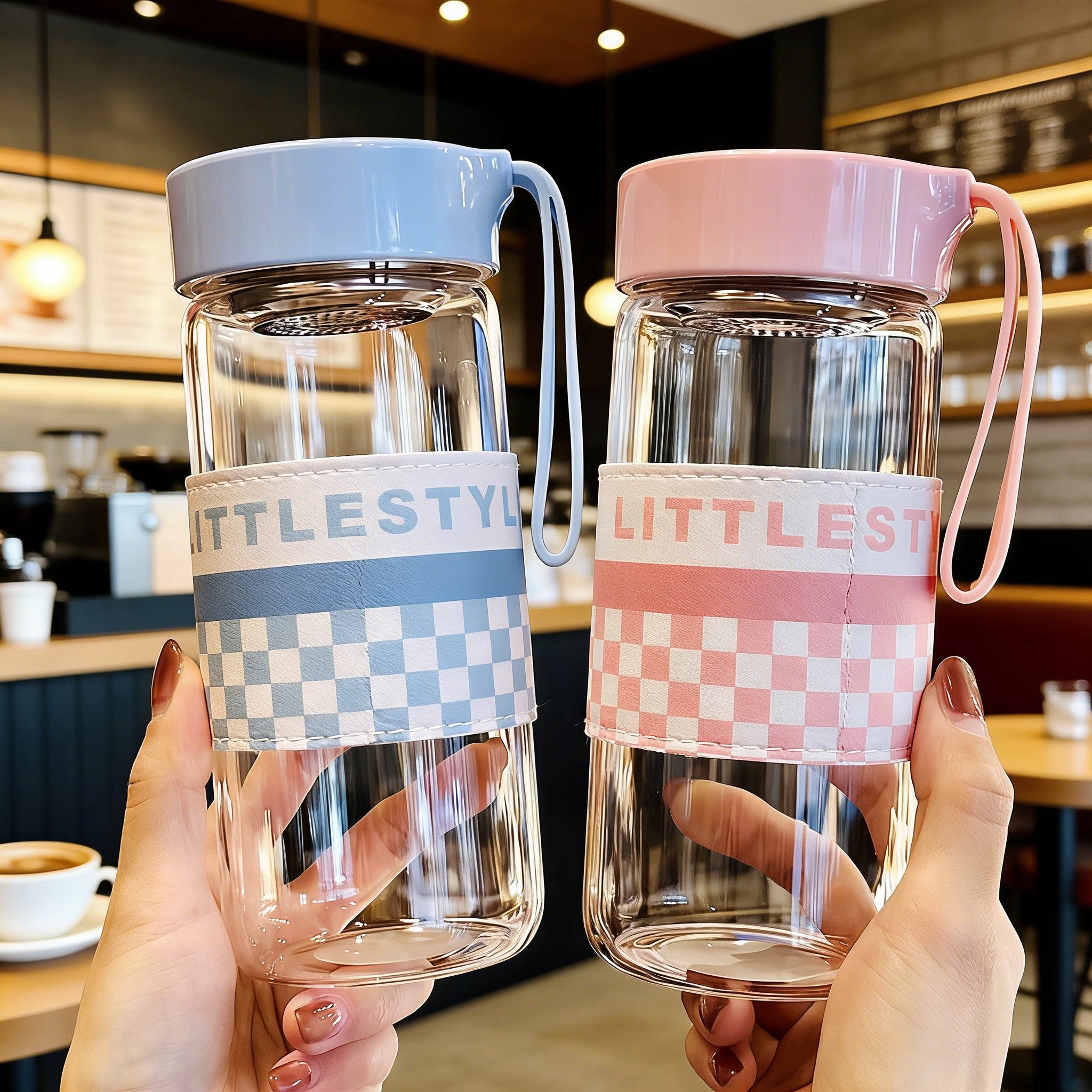 2026新款双层高硼硅玻璃杯高颜值女生杯子带杯套茶漏办公室水杯