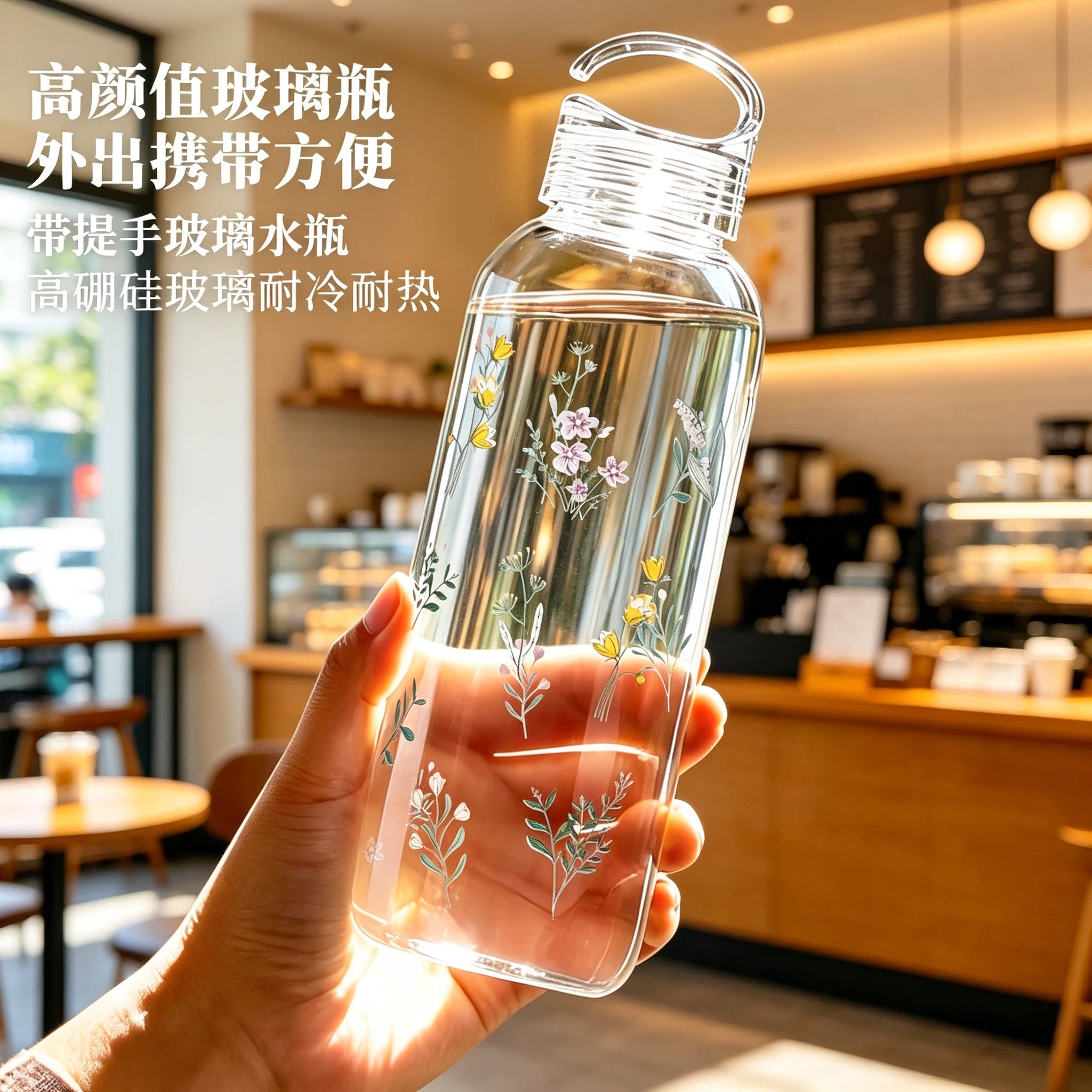 玻璃杯女高颜值水杯水瓶