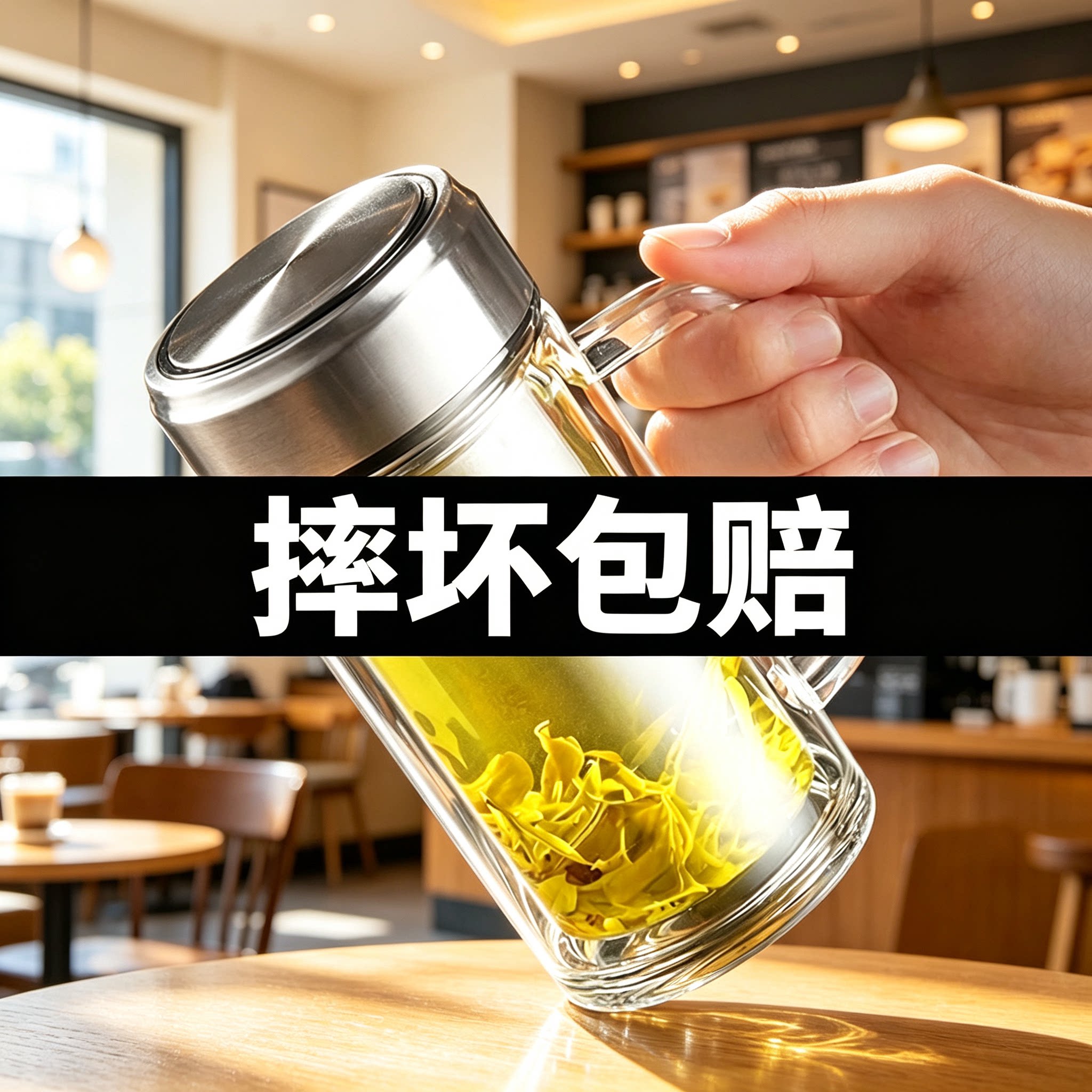 高硼硅加厚双层玻璃杯带把手防摔