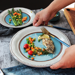 欧式简约组合陶瓷餐具碗盘8.5英寸家用盘子菜盘面碗壁厚釉下彩