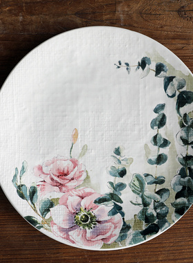 美国Pier 1新品意大利设计釉下彩花卉系列沙拉盘餐盘饺子盘子平盘