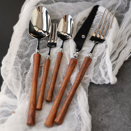 高品质黄花梨实木手柄汤勺西餐刀