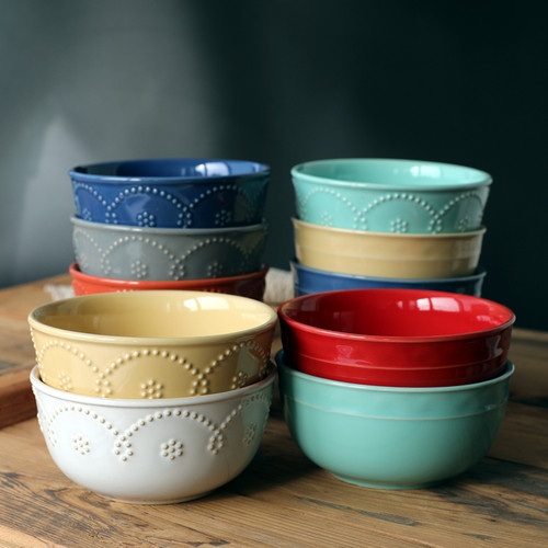 欧式风乡村餐具浮雕陶瓷