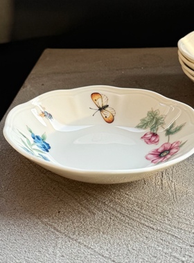 外贸出口大牌LENOX菜盘16.5cm小深盘陶瓷餐具家用小菜碗象牙骨瓷